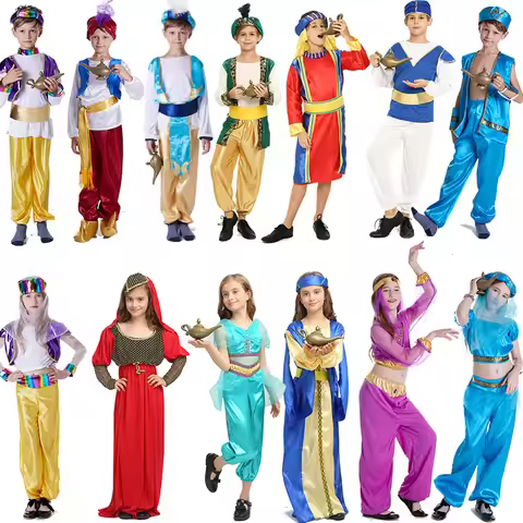 Kids Aladdin Lamp Prince Boys Girls Costume Anime Cosplay Fancy Dress Adam Prince Costumes Ancient A