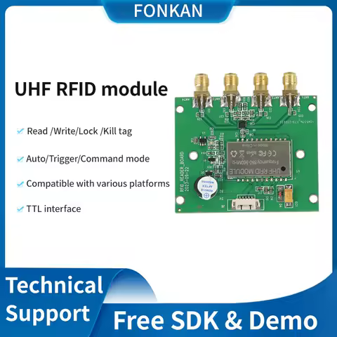 860 960mhz UHF RFID reader 4 antenna port module RFID tag UHF reader TTL uart module Android SDK for