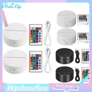 [HoME&life] 2 Pack 3D Night LED Light Lamp Base + Remote Control + USB Cable, 16 Colors Light Show D