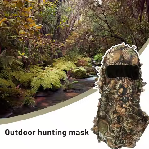 3D Hunting Face Mask Camouflage Leaf Camo Face Cover For Outdoors Realistic Foliage Hunting Mask Bre