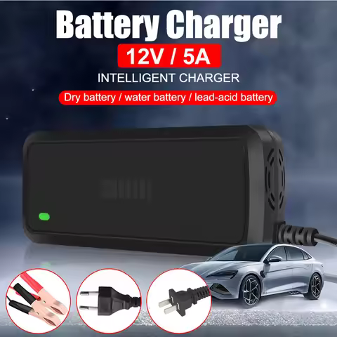 12V 5A Car Battery Chargers 75W Power Fast Charging Intelligent 3 Stages Lead Acid AGM GEL Battery-c