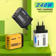 240W Mecha Fast Charge Multi-Port Charger 2usb+3typec240W Mecha with Light Mobile Phone Charging Hea