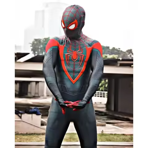 Adults Halloween Miles Morales PS5 Spiderman Peter Parker Superhero Cosplay Costume Bodysuit Zentai 