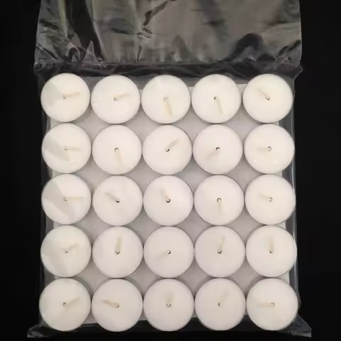 50Pcs Smokeless Unscented Tea Light Candles 8 Hours Burn Disk Shape Votive for Wedding Party Home Ho