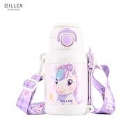 [ NEW Arrival ส่งจากไทย ] Diller Thermo Flask 550 ml. กระติกเก็บความร้อนและเย็น ฝาปิด 2in1 หลอดดูดพร