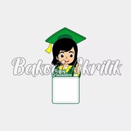 souvenir wisuda souvenir plakat wisuda akrilik tk/paud kenang kenangan - ppl hijau putri kayu