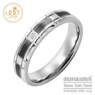 555jewelry แหวนแฟชั่น สแตนเลส สตีล สำหรับผู้หญิง ดีไซน์เซาะร่อง หัวแหวนประดับเพชร CZ รุ่น 555-R027 - แหวนสแตนเลส แหวนผู้หญิง แหวนสวยๆ (HVN-R7)