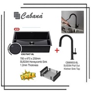 Cabana CKS7847-BL SUS304 Honeycomb Ktichen Sink + CB889SS-BL/CB890SS-BL Pull Out Kitchen Tap