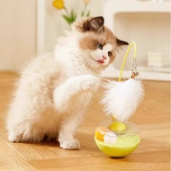 Cat Teaser Wand - 360° Tumbler Base, Detachable Catnip Ball & Feathers, Perfect for Solo & Interacti