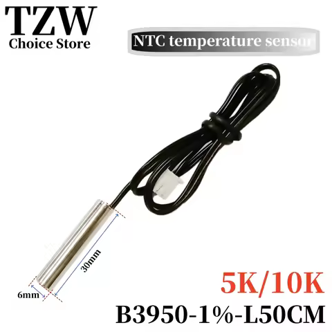 TZW 1PCS NTC Thermistor Temperature Sensor B3950 5K/10K 1% Waterproof Probe Air Conditioning Probe 6