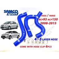 Samco Radiator hose vios ncp93 ncp150 vios 07 yaris toyota with hose clip 6pcs 1NZ FE Hose Radiator Samco Vios Dugong