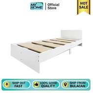 MYHOME Wood Single Bed Frame With Headboard Solid Wood Platform Bed Frame