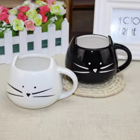 New Cute Cat Mug Animal Milk Mugs Original and Funny Cups to Give Away Unusual Tea Cup of Coffee Dri