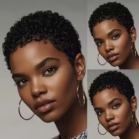 Short Curly Wigs Human Hair Afro Kinky Curly Wig Pixie Cut Wig Human Hair