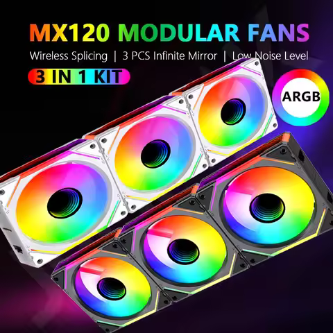 MX 120 360mm Modular Wireless Splicing PC 120mm Case Cooling Fan ARGB Infinite Mirror Effect For Com