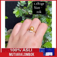 cincin emas 22 karat mutiara laut lombok south sea pearl gold asli - hitam 9