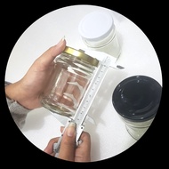 200ML TALL GLASS BOTTLE 200 ML 6 pcs [NEW BOTTLE] + new ZINC CAP ROUND CYLINDER BOTTLE GLASS JAR 200
