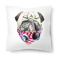 【耳機男】經典款巴戈狗狗動物抱枕/枕頭/靠墊