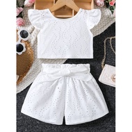 Claire kids Cotton eyelet Ruffle sleeve top & Short set 42111