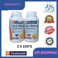 VitaHealth Vit C 500mg Chewable 100S / 2X100S [ ORANGE FLAVOUR VITAMIN C IN BUFFERED FORM ] [ EXP DA