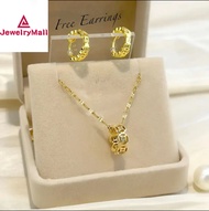 24K Saudi Gold Nasasangla pawnable 100% Original lucky Charm Earrings Money Catcher Coin Charm earring necklace set for women Christmas Day gift