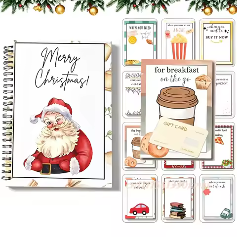 Christmas Gift Card Book,10 Different Cover Design Christmas Gift Card Holder With Double Sided Stic