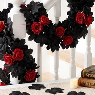 HARRIETT Halloween Maple Leaf Rose Vine, Gothic Style Maple Leaves Maple Leaf Garland, Fireplace Lif