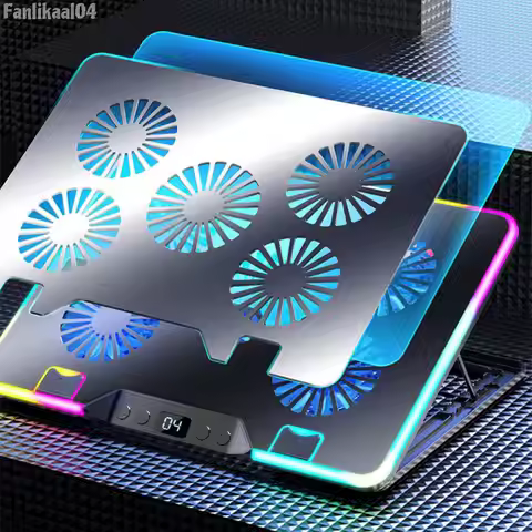 Laptop Cooler Height Adjustable Notebook Stand 2 USB Ports Notebook Cooler RGB for 11-17.3in Compute