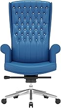 Boss Chair, Ergonomic High Back Executive Seat, Reclining Cowhide Office Chairs, Adjustable Lifting Swivel Computer Chair (Color : Blue) lofty ambition