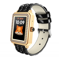 女性智慧手環M66全觸大屏可通話手錶心率血壓計步（金黑皮）