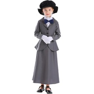 Girls Teacher Magic Blazer Nanny Costume Kids Child Uniforms Outfit Mary Poppins Cosplay Fantasia Ha