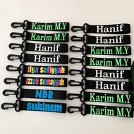 Personalised NAME keychain Bag Tag Personalised gift Customised Name Black clasp