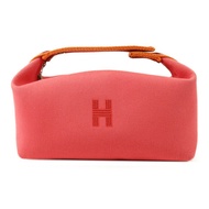 HERMES 帆布Bride-a-Brac Case PM銀扣手挽袋Hibiscus