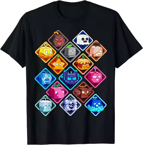 Plush Blox Fruit Costume Men Cotton T-Shirt Great Gift for Any Occasion Short-sleeve Round Neck Regu