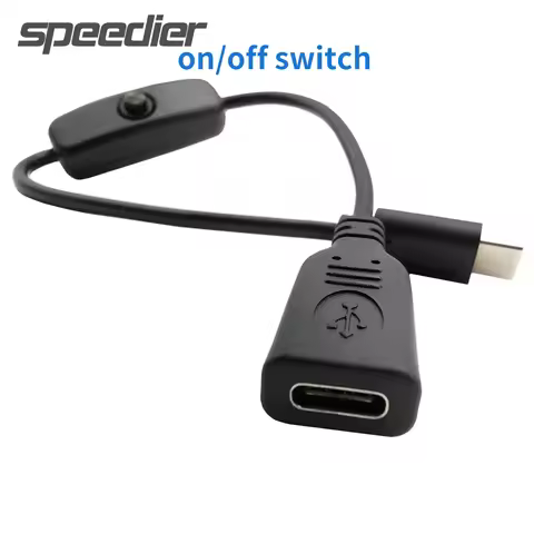 3A 30V USB 3.1 Type-C Male To Female USB Power Charging Cable With On/Off Switch Type C Extender Pus