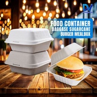 Clamshell Sugarcane Burger Meal box - 6 inches