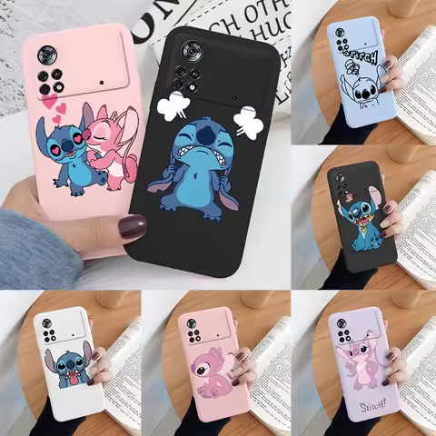 Super Cute Stitch Case For POCO X4 Pro 5G Bags POCO M4 Pro 4G 5G Phone Case Soft Silicone Shell Cove