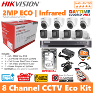 HIKVISION 8CH 2MP CCTV Package TVI-8CH4D4B-2MP ECO 8CH 2MP Turbo HD Analog Camera Kit Nashantoo