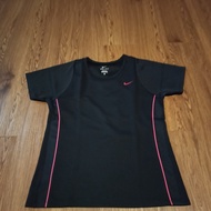 Kaos lari/senam/golf wanita Nike original warna hitam garis pink