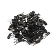 50PCS SV3.5-4 Black Insulated Spade Fork Wire Connector Electrical Wiring Crimp Terminal wire Cable 