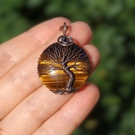 Gold Tigers Eye Tree Of Life Necklace, Birthday Gift for Mom / Dad, Talisman