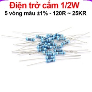 [Buy cheap wholesale prices] (50 pieces) Plug-in resistor 1/2W 5 color rings ±1% - value 120R to 25K