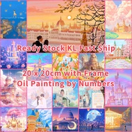 20 x20cm Romatic Castle Oil Paint By Numbers DIY Canvas Digital Oil Painting With Frame