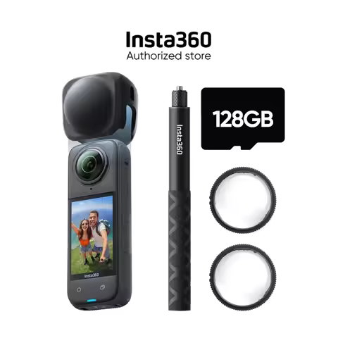 Original Insta360 X4 Get-Set Bundle with 128GB Card - 33' Waterproof, 72MP Photos, 8K30/5.7K60 360°C