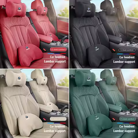 FOR Car Neck Protection Pillow Headrest Memory Cotton Lumbar Support For BMW F30 X3 X7 E91 E6 GT G30