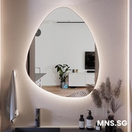 MNS Irregular Mirror Smart LED Toilet Mirror Water Drop Bathroom Mirror Luminous Irregular Decorative Mirror