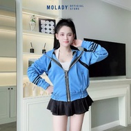 Áo khoác NỈ 2 da MOLADY có nón thiết kế khoá kéo tay bo thời trang K429