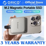 ORICO Magnetic Portable SSD High-speed 2000MB/s Support 4K HD Video Recording iPhone 16/15 Pro/Max, 