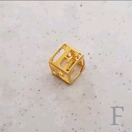 Restock Liontin Cube F Huruf F Kadar 875 20K 20 karat Mata Kalung Mata Gelang Bandul Alfabet Model K