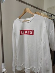 Levi's 白底紅logo大學T(L)（限弘光科大面交）